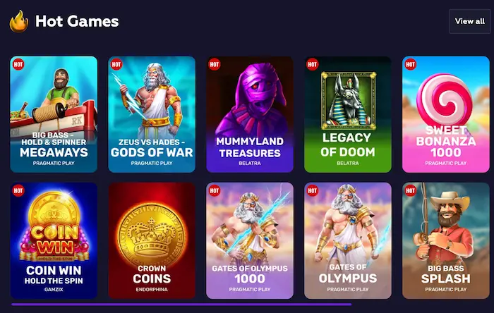 Playfina Casino games