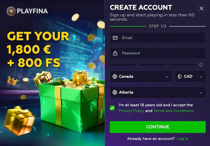 Playfina Casino CA reg